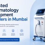 Trusted Dermatology Equipment Dealers in Mumbai featuring advanced aesthetic and dermatology machine with modern blue professional design for skin clinics and cosmetic centers.