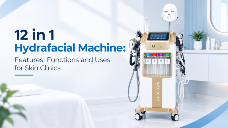 12 in 1 Hydrafacial Machine with multiple handpieces and skincare functions for professional skin clinics