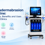 Hydradermabrasion machine with multiple facial treatment handpieces for skin clinics.